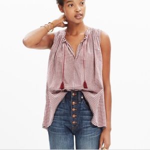 Madewell checkered swing  tank with raddled